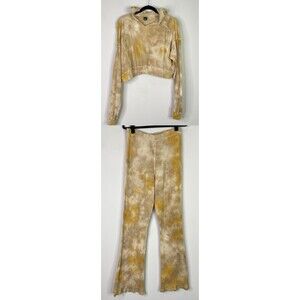 Wild Fable Waffle Crop Hoodie High Rise Flare Pants Tie Dye Set Women's Size XL